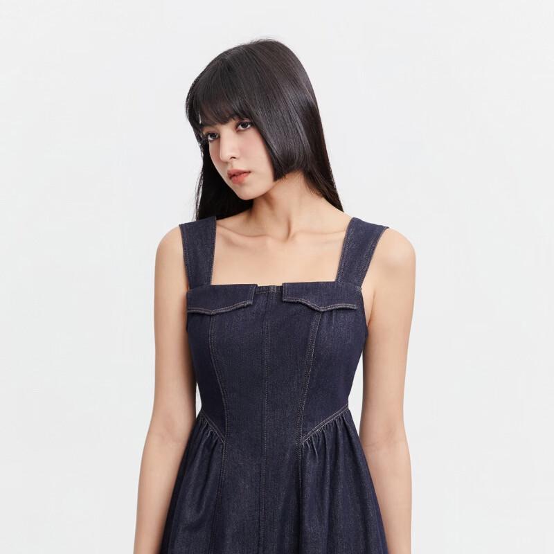 ONLY Women's Ruched Sleeveless Mid-length Denim Dress