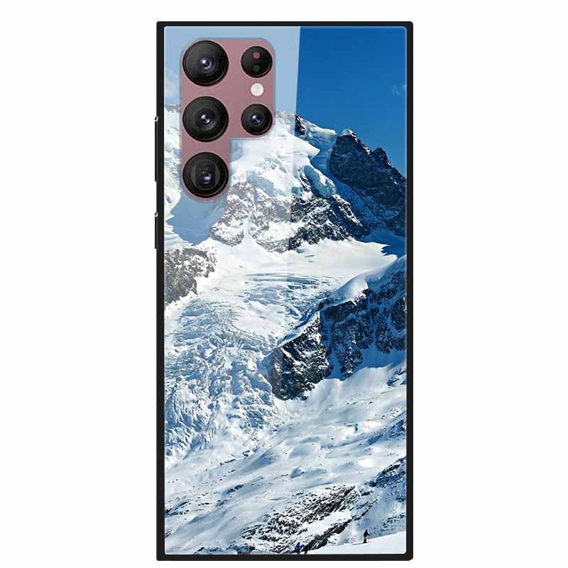 For Samsung Galaxy S22 Ultra 5G Phone Case Tempered Glass Back Cover Hard Case For Samsung  S22 Plus S 22 Capa Shell Funda Coque