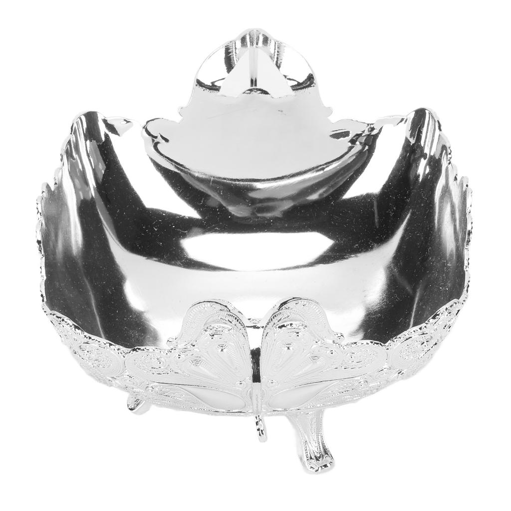 Alloy Serving Bowl Peacock Print European Style Quadrate Vintage Fruit Bowl for Living Room Office