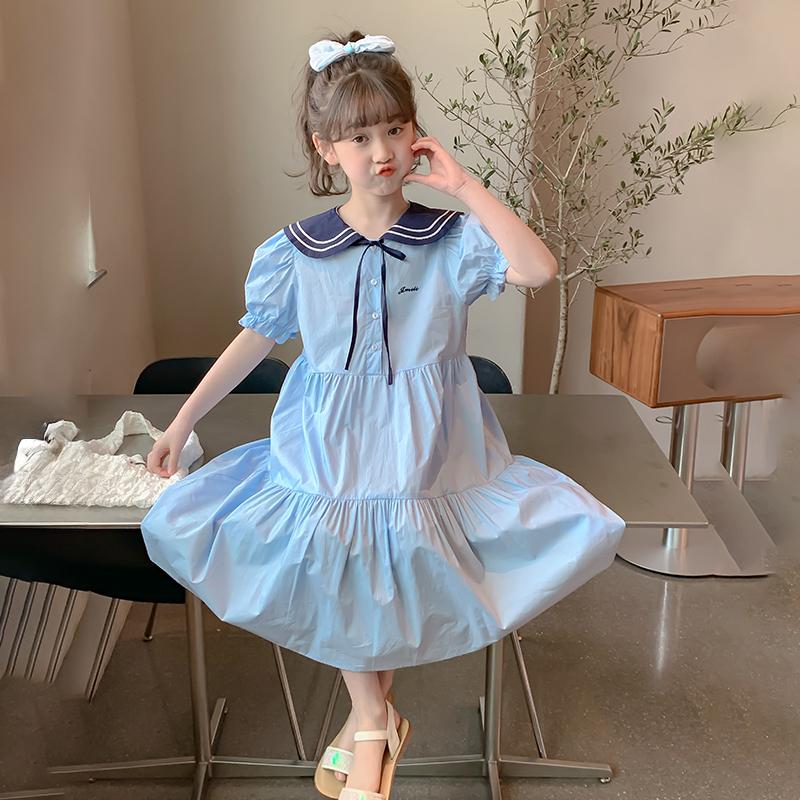 Girls' summer dress 2026 new stylish girls' college style dress children's summer dress super beautiful princess dress