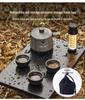 Ultra-Light Portable Aluminum Alloy Tea Set: One Pot & Three Cups for Camping and Travel