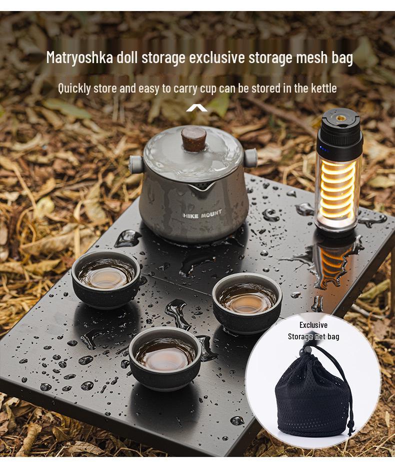 Ultra-Light Portable Aluminum Alloy Tea Set: One Pot & Three Cups for Camping and Travel