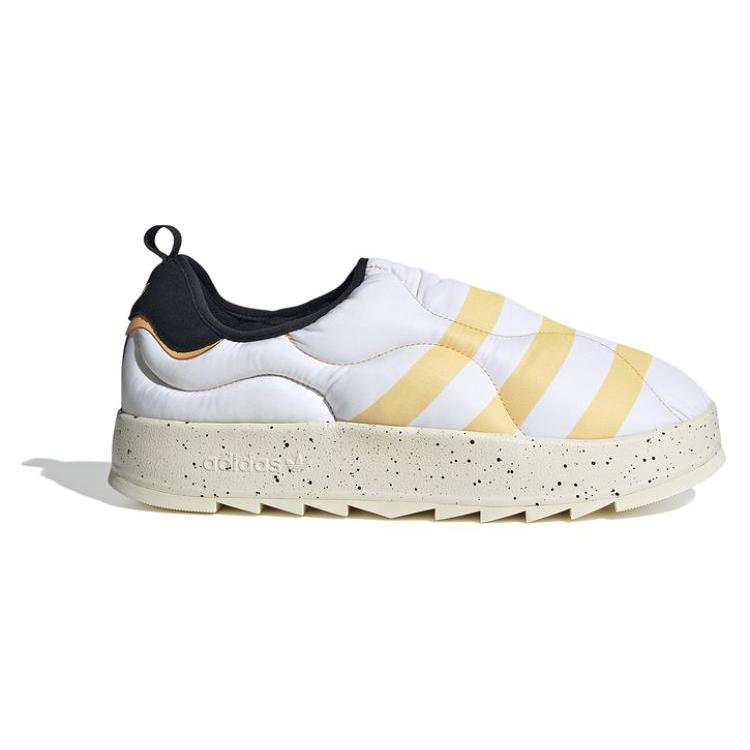 New Adidas Originals Puffylette Cushioning, Wear Resistant Low Top Casual Shoes Unisex Black White Yellow IF4326