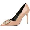 Luxury Women Pumps Rhinestone High Heels 10 CM Stilettos patent leather Female heels Fashion party shoes Large size Wedding shoe