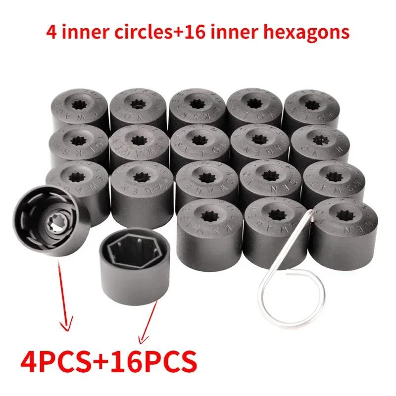 YKPSC1 20Pcs for VW Tiguan Golf MK5 Passat B7 Wheel Tire Hub Cap Nut Bolt Cover Rim Tyre Screws Plugs Studs Car Decorations Accessories