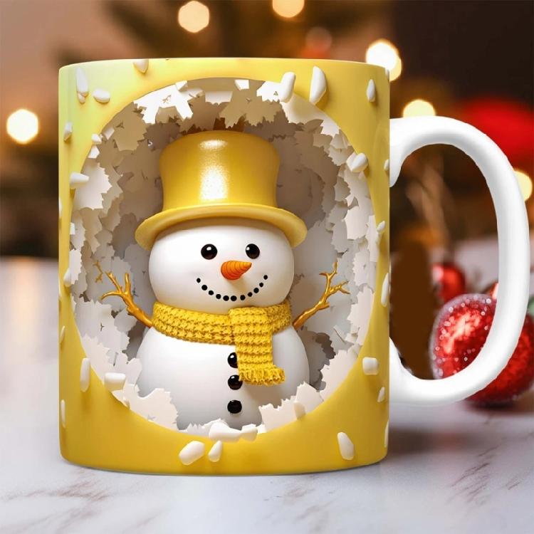 Festival Snowman Themed Ceramic Mugs Christmas Kitchenwares For Coffee Teas Dishwasher Friendly Homes Use