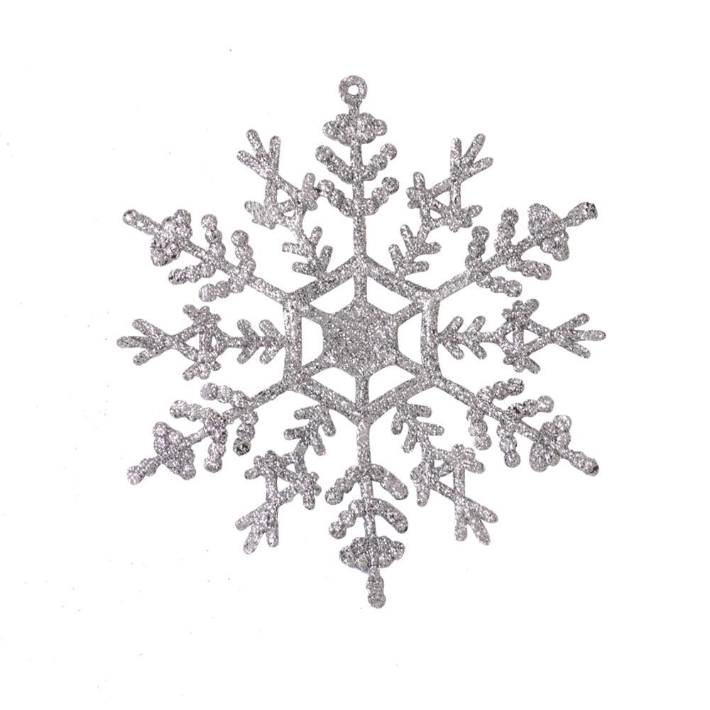 Glitter Snowflake Christmas Ornaments - 12cm Hanging Tree Decorations.