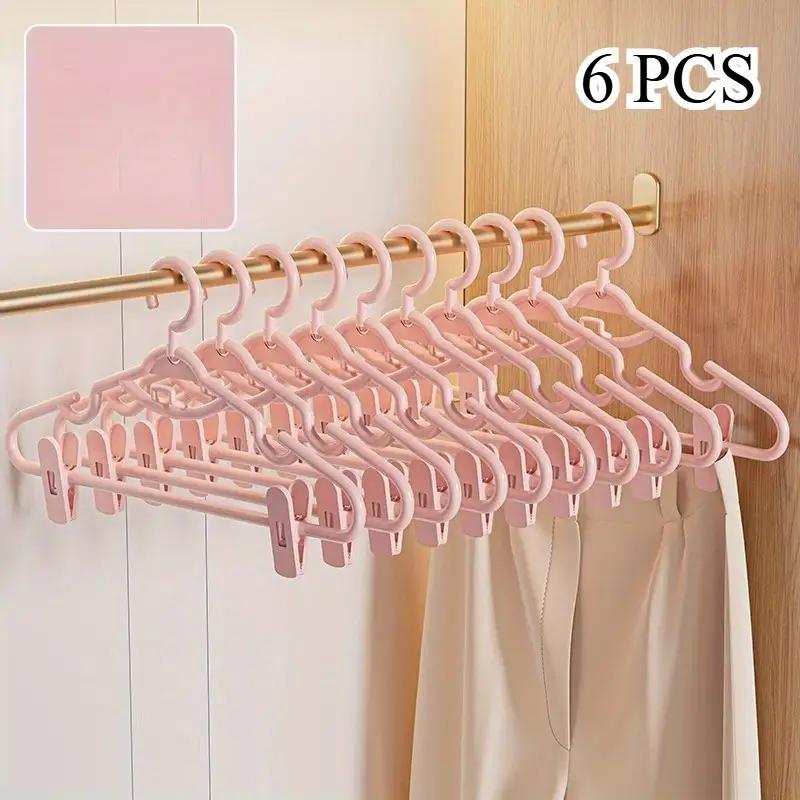 

6pcs Clothes Hangers with Clips | Heavy Duty Plastic Closet Organizer Hooks for Laundry and Dorm Wardrobe | Durable Space-Saving 6pcs