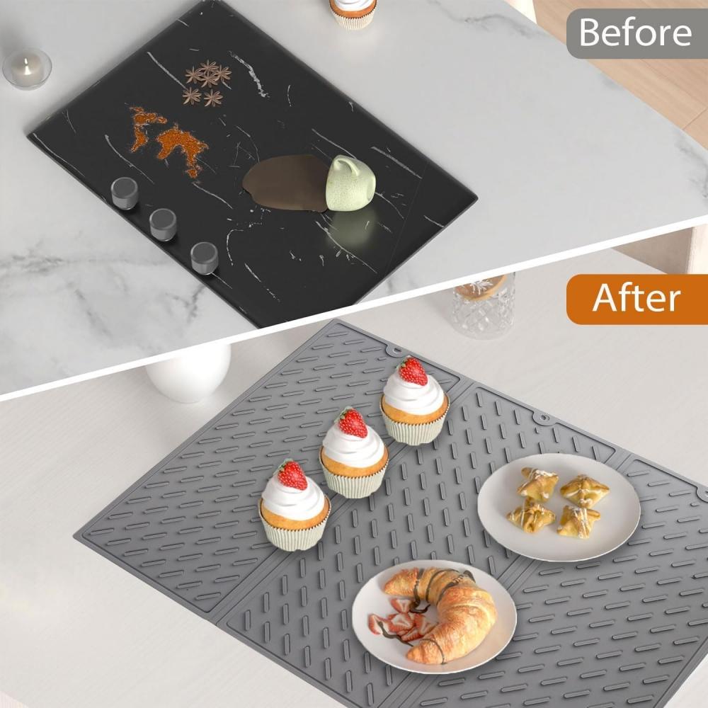 Foldable Silicone Drain Pad Drying Mat Pots Dish Drain Mat For Kitchen Tableware Waterproof Heat Resistant Non-slip Mats Pad