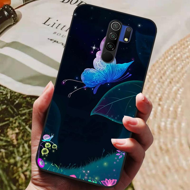 Für Xiaomi Redmi 9 Hülle Katze Blume Wolf Cover Silikonhülle Für Redmi 9 redmi9 Cover Bumper 6.53" Stoßfeste Handy Coque Hülle