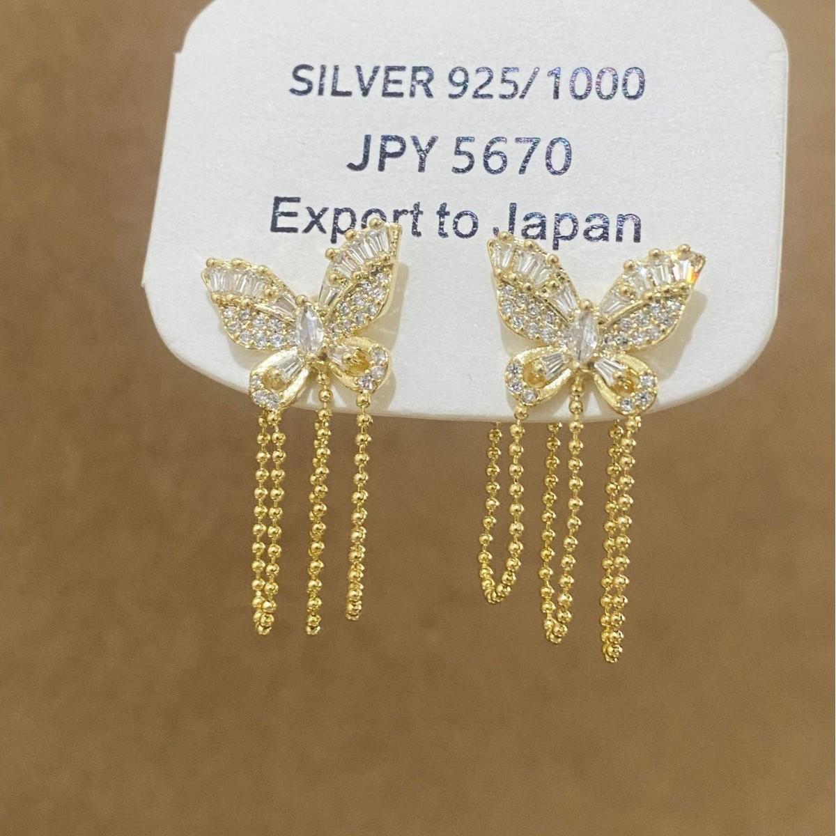 Elegant French Gold Zircon Butterfly Tassel Earrings - Exquisite Design for Women, Light Luxury, Versatile Studs.