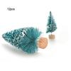 12pcs Sisal Silk Blue Green Small Christmas Tree Mini Christmas Tree Desktop Ornament