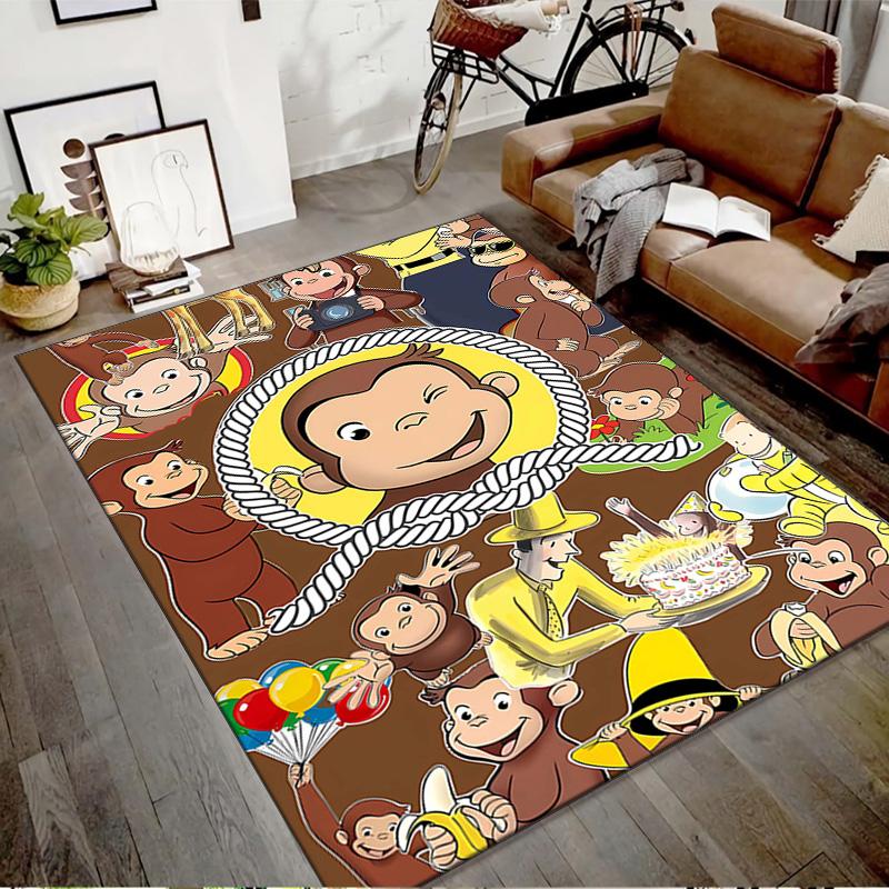 1pc Curious George (5) Design Printed Area Rug Carpet for Bedroom Living Room Home Decor Rugs Mat Non Slip Mat Rug for Bedside