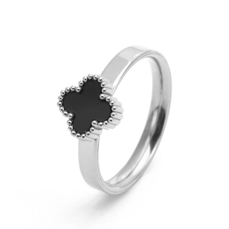 Elegant 18k Four-Leaf Clover Ring with Petal Design, Versatile Non-Fading Jewelry in Ins Style