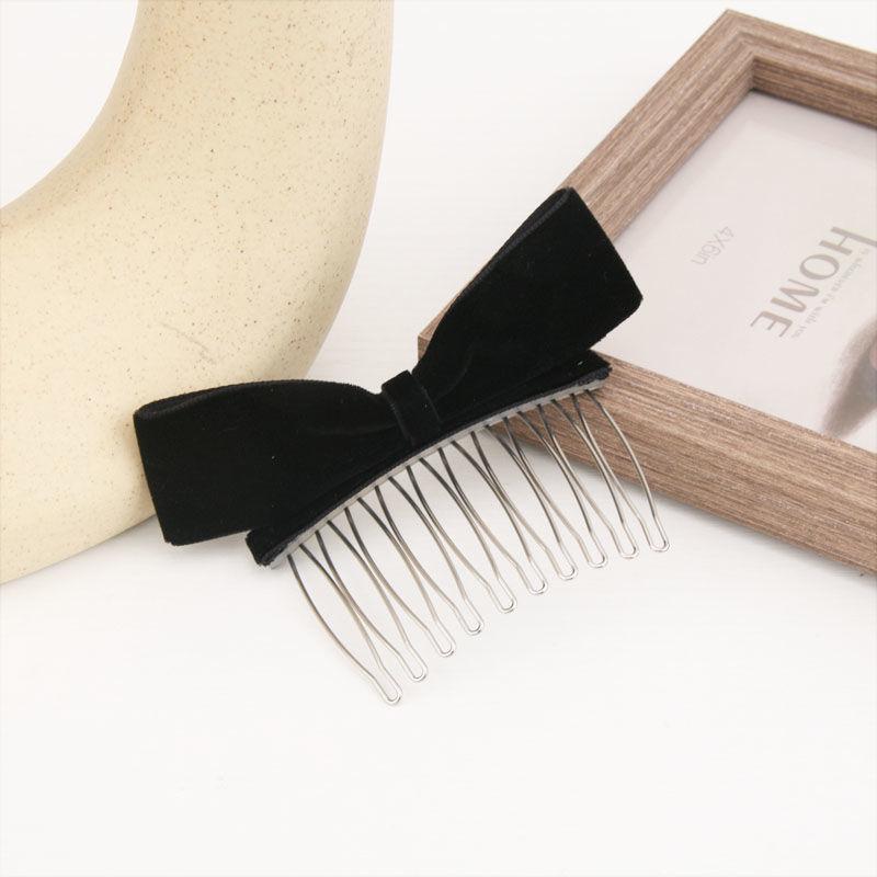 3D Bow Bridal Bangs Hair Comb - Black & Red