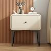 Modern Solid Wood Bedside Cabinet Mini Floating Carbon Steel Base Sofa Side Organizer Storage Table for Home Bedroom Nightstand