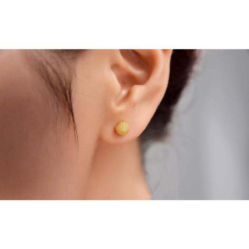 Matte Gold Stud Earrings for Women Round Bead Earrings Gold Plated Unisex Classic Style Versatile Gift Kosher Jewelry Accessories