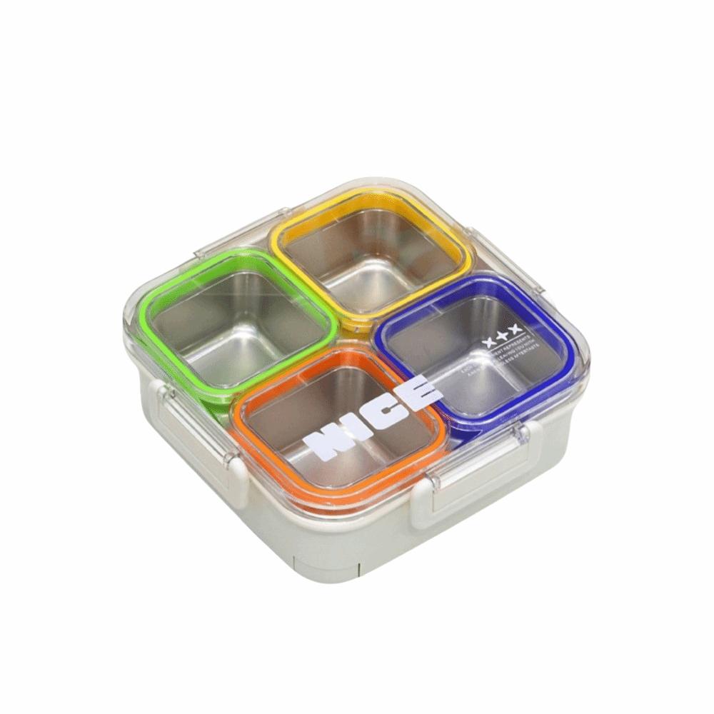 304 Stainless Steel Divided Lunch Box with Fork Spoon Food Container New Bento Box For Meal Prep Type B2