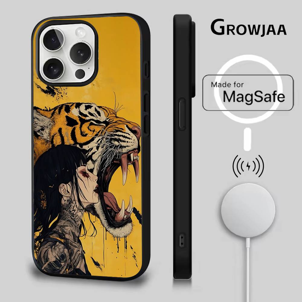 

Japanese Ukiyo-e Tiger Phone Case For iPhone 17,16,15,14,13,12,11,Pro,Max,Plus,Mini,SE4,E Magnetic Magsafe Wireless Charging iPhone17Promax