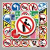 50pcs Waterproof Cartoon Road Sign Stickers for Suitcases, Cars, Scooters, Motorcycles, and Phones.