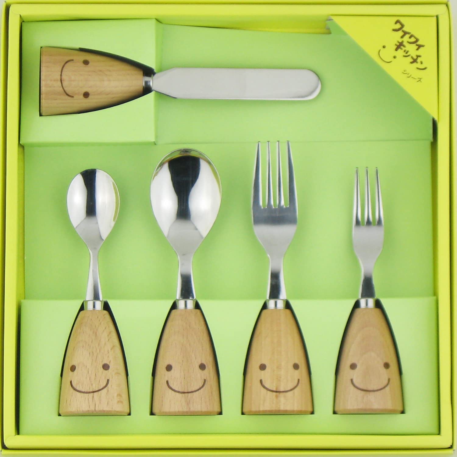 Nagao Waiwai Kitchen Stand Cutlery Set Butter Gift Box Included Made in Japan (5 pieces Spoon, Fork, Knife) - - - WY-48