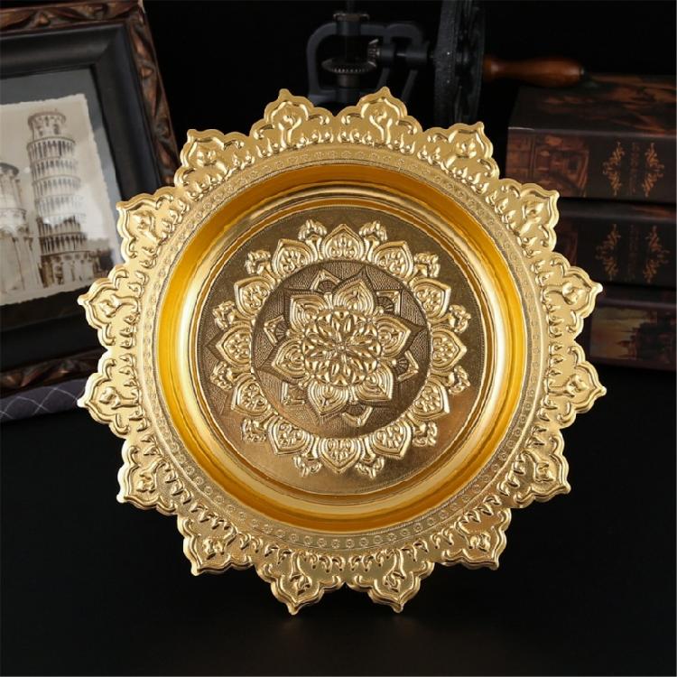 Elegant Fruit Display Plate Alloy Construction Ornamental Pattern Tall for Decoration Religious Use Celebratory instances