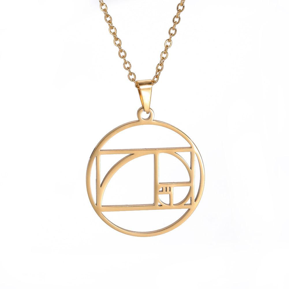 Titanium Steel Geometric Pendant Necklace Hollow Line Square Round Half Heart Minimalist Design
