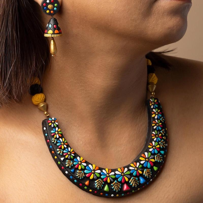 

Handcrafted Clay Jewelry Set Geometric Celestial