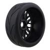 Mxfans 4-Pack Black RC 1:8 Off-Road Car Rubber Tire & Plastic Y-Type Wheel Rims with 17mm Drive Hex (Branched Pattern)