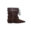 Maillard retro style two wear pointed western cowboy boots women's new fashion pleated pile boots