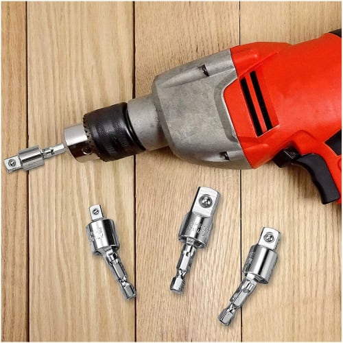 YFFSFDC Socket Adapter Set, Hex Shank Socket Conversion Adapter for Impact, 6.35mm Drive, 1/4", 3/8", and 1/2" Socket Wrenches, 3-Piece Set