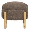 Pouf avec coffre 45x36 cm effet laine bouclée marron et pieds naturel