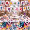 My Little Pony Birthday Party Decorations: Banner, Swirl Balloons, Disposable Tableware, Paper Plates, and Cups.