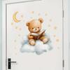 Cute Cartoon Teddy Bear with Clouds Stars Moon Wall Stickers, Self-Adhesive Decor for Kids Room Bedroom Decoration
