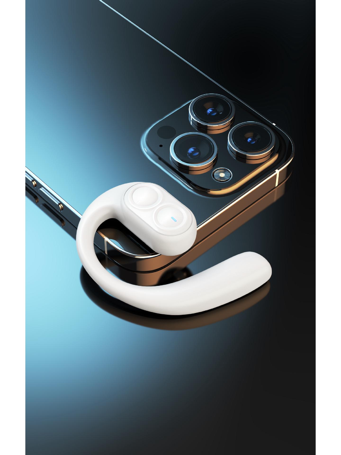 

LX09 Bluetooth Earphone - Right Ear, Dual Speaker, Stereo, External Sound, Ear Hook Style. білий