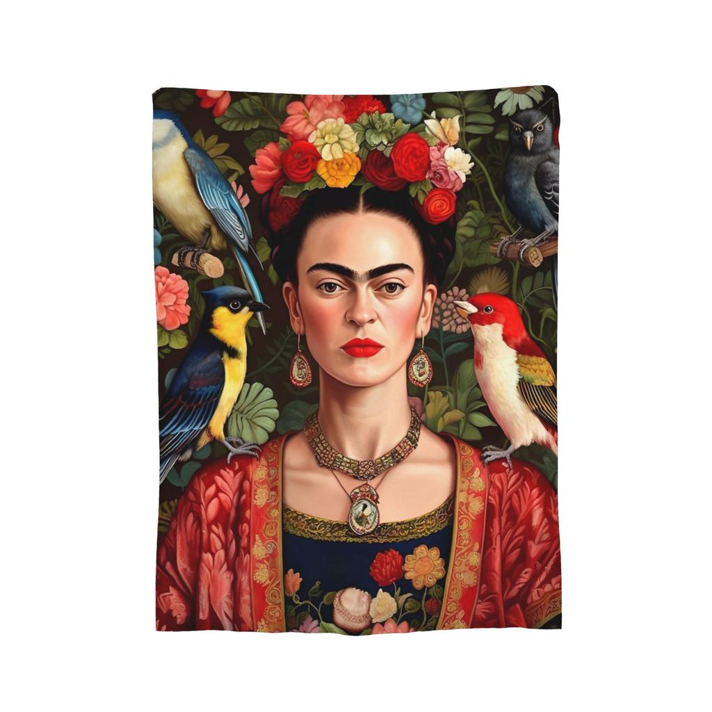 F-Frida K-Kahlo Art Knitted Blanket Paintings Fuzzy Throw Blanket Summer Air Conditioning Printed Soft Warm Bedspreads,