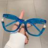 Oversized Cat Eye Women Eyeglasses with Pearls Stylish Blue Light Blocking Spectacles Trendy Multicolor Computer Eyewear