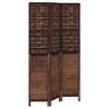 3 Piece Room Divider Dark Brown Solid Paulownia Wood