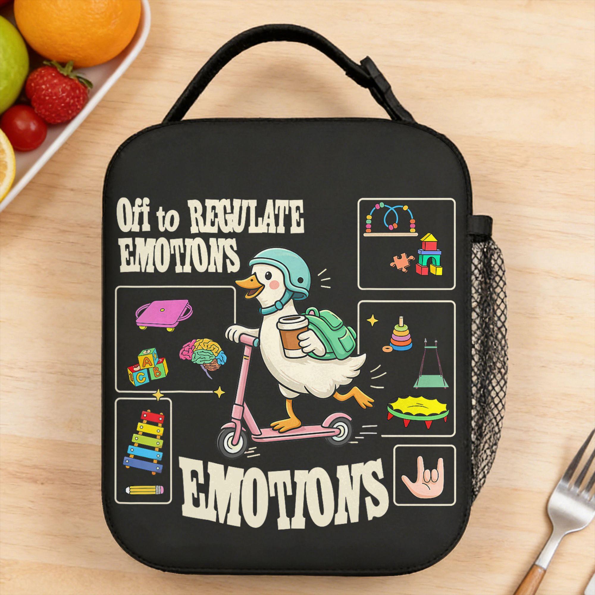 Off to Regulate Emotions Funny Goose ABA Therapy Therapist Lunch Bag For Unisex Travel Print Lunch Box Thermal Lunch Bags One Size