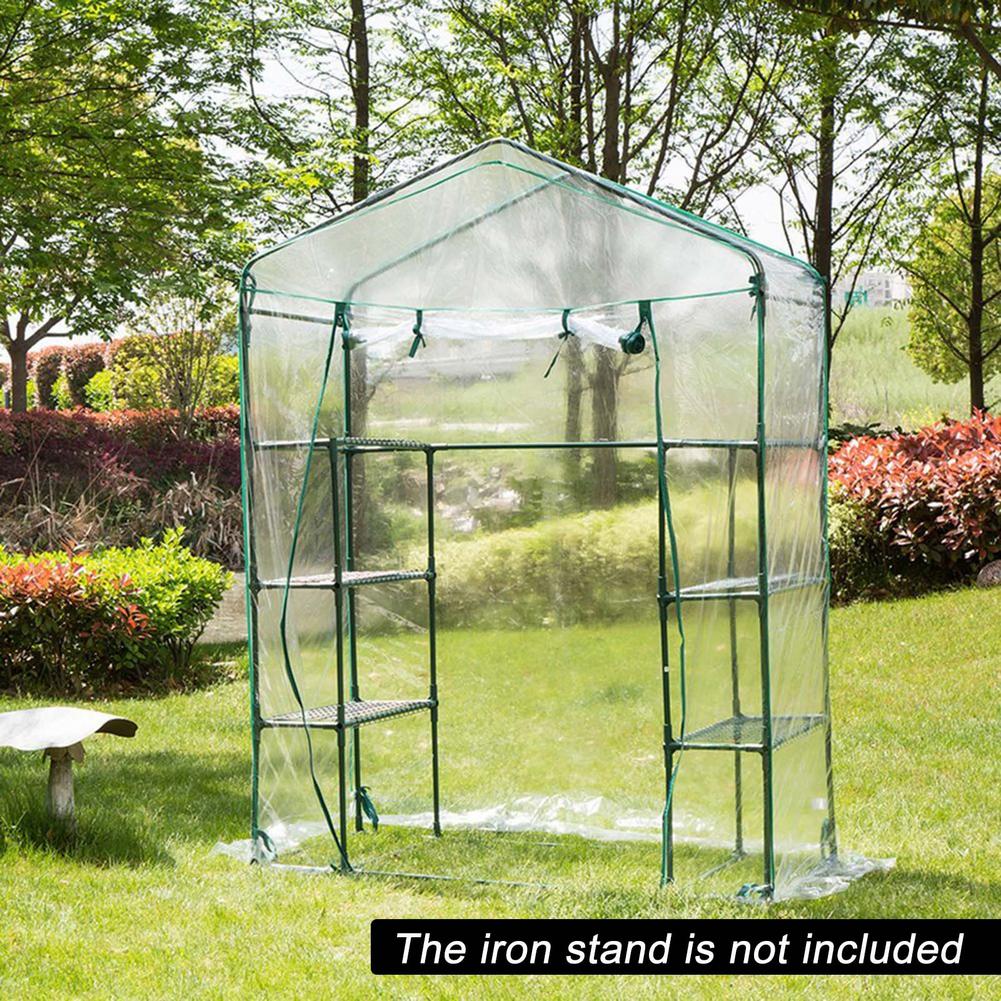 Garten Gewächshaus PVC Abdeckung Pflanzen Warm Halten Wintergarten Für Blumen Aufrollbare Fenster (Ohne Eisenrahmen) 143*143*195cm/143*73*195cm