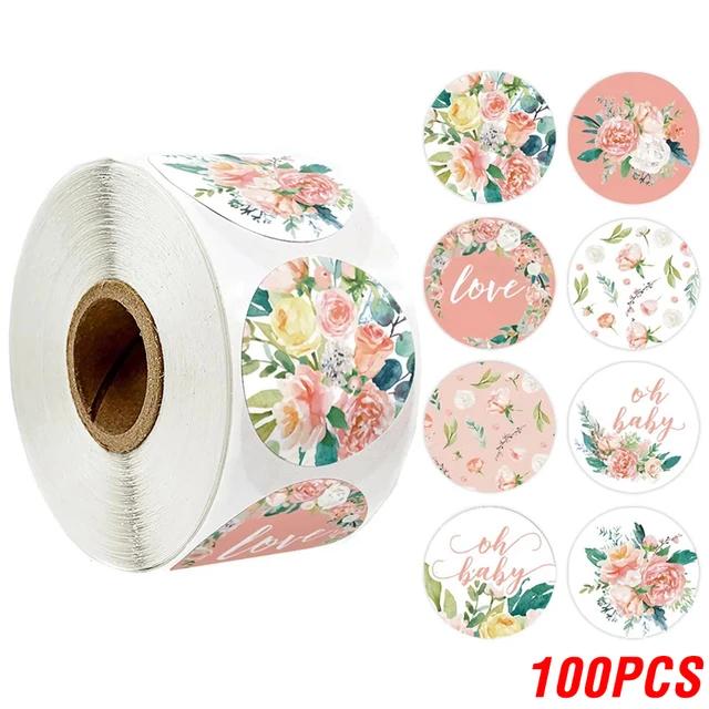 Nou 100-500 buc Autocolant Mulțumesc Plic Sigiliu Scrapbook Autocolant Inimă roz Autocolant rotund drăguț Papetarie Etichete autocolante