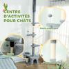 Floor-to-Ceiling Cat Tree, Height-Adjustable 225-255 Cm, Multiple Levels, Plush Covering, Grey