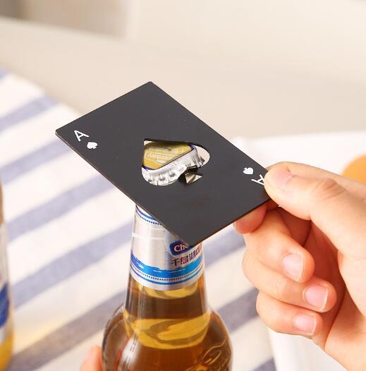 Spades A Credit Card Type Bottle Opener Creative Playing Card Shape Stainless Steel Portable Bottle Opener Beer Screwdriver