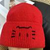 Hat Versatile 2025 Autumn and Winter Korean Version Wool Hat New Cute Kitten Hand Embroidered Warm Ear Protection When Knitting