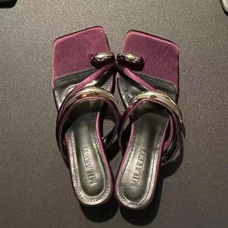 Designer Women High Heeled Sandals Elegant Woman's Slippers Summer 2025 Trend Fashion Pumps Slides Luxury Sandalias De Mujer