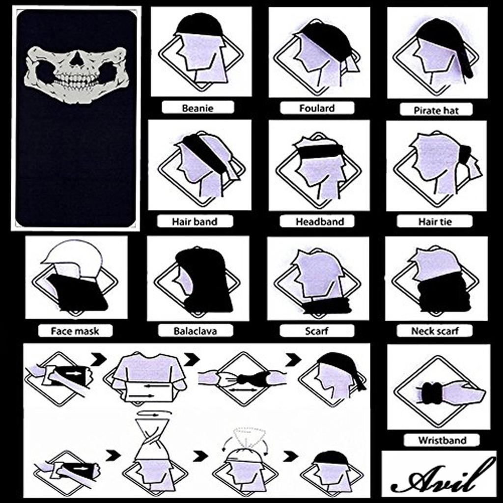 AVIL Zestaw Masek Czaszki dla i Maski Airsoftowej, Czarny, 2, Motocykle, Rowery,