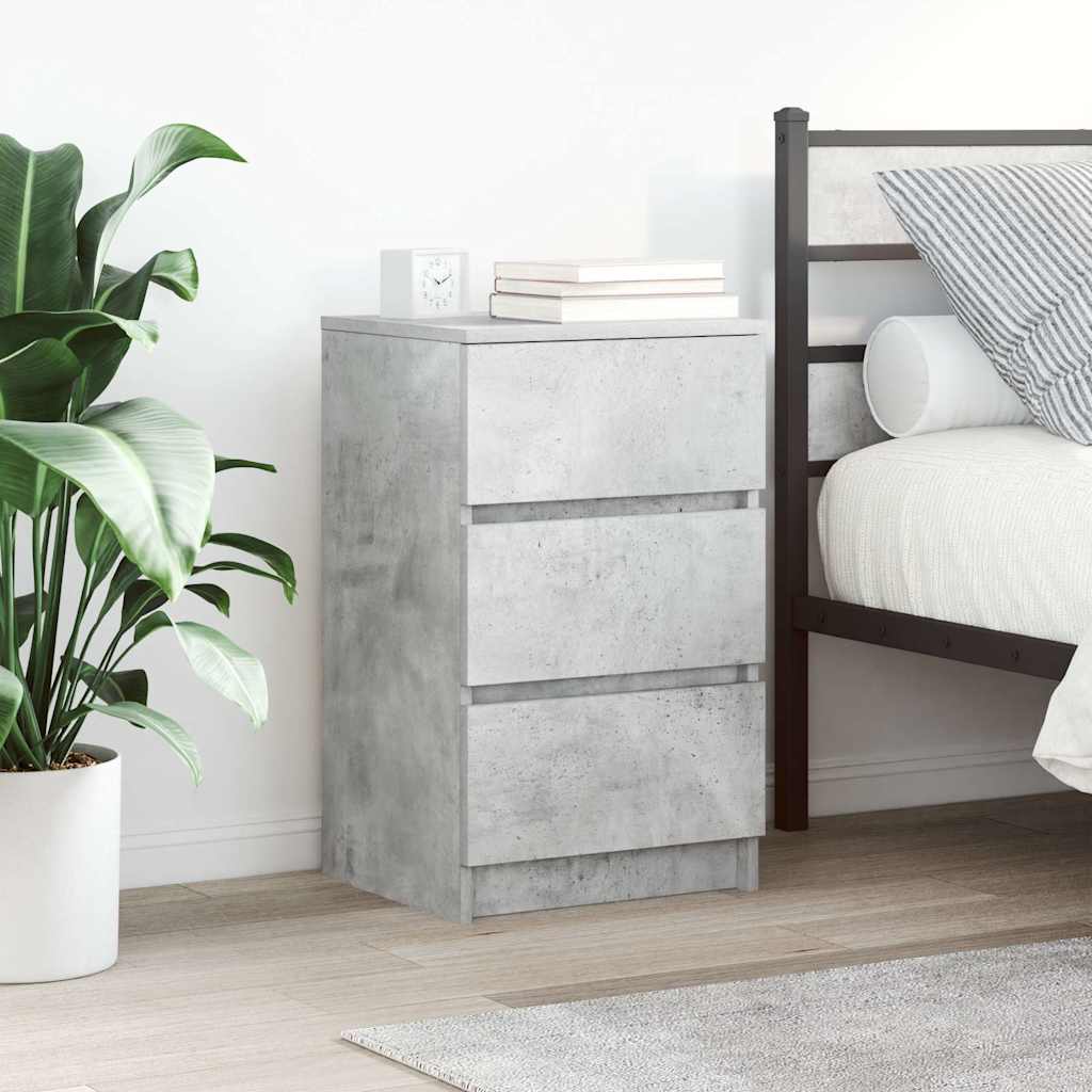 Nightstand with 3 Drawers Concrete Gray 39 x 35 x 65 cm