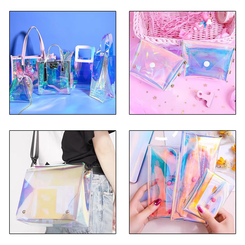 12*53inch Iridescent TPU Vinyl 0.4mm Waterproof Soft Hardness Holographic Film for DIY Bag Decoration Photo Frame Moisture Proof