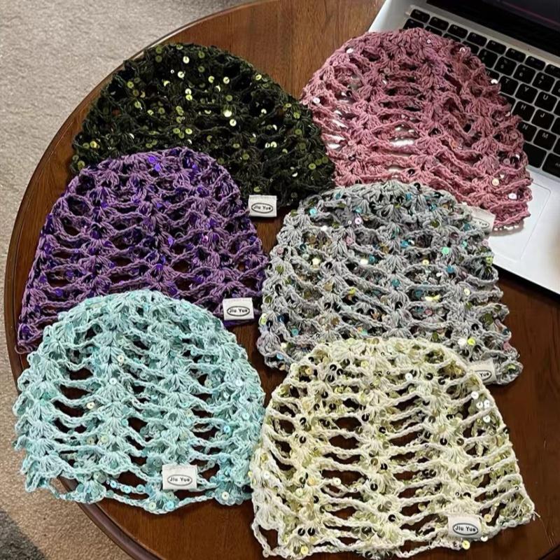 Versatile Sequined Knit Beanie and Triangle Scarf Belt Set for Fashionable Winter Dressing