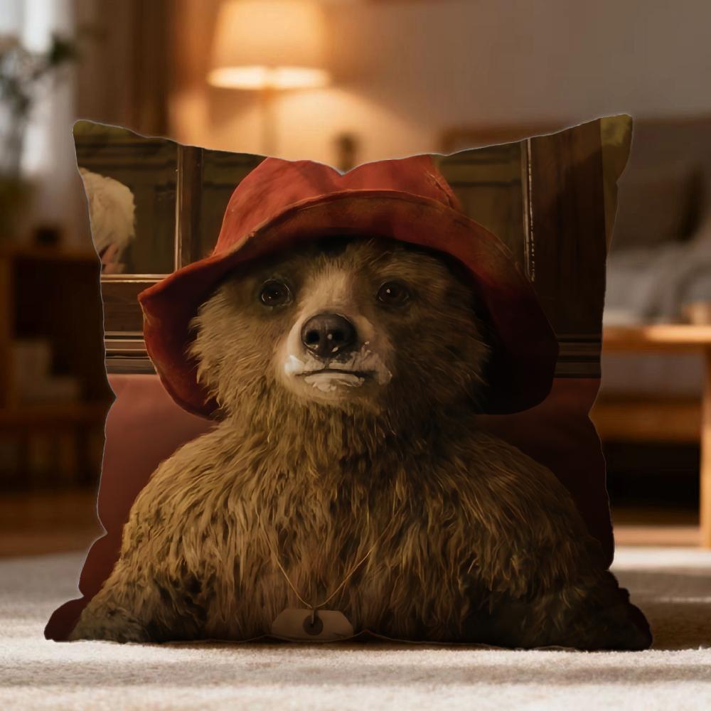 Fashion P-PPaddington Bear Cushion Cover Soft Washable Pillow Case Multi-Scene for Couch Bed Travel Office Use